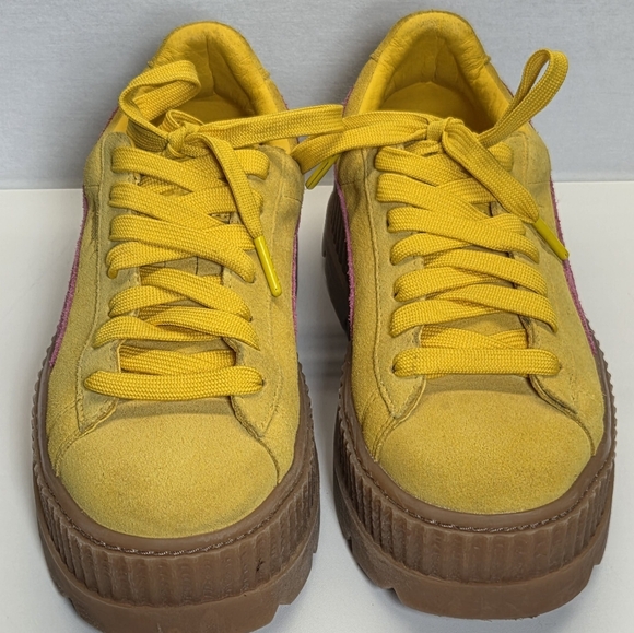 PUMA Rihanna X Fenty Yellow Pink Creeper Shoes Suede Platform 8.5 - Picture 8 of 16